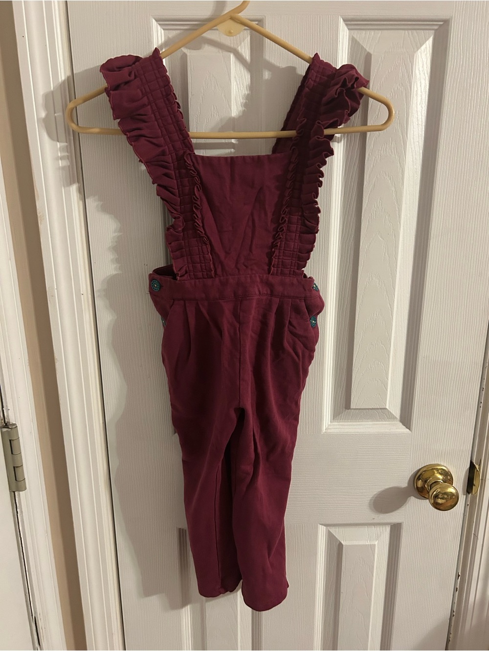 Matilda Jane Burgundy Ruffle-Strap Romper Overalls